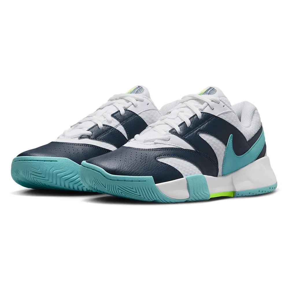 Juniors Court Lite 4 Tennis Shoes White and Denim Turquoise