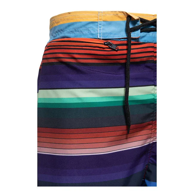 King Kerosin Aop Striped Swim Shorts