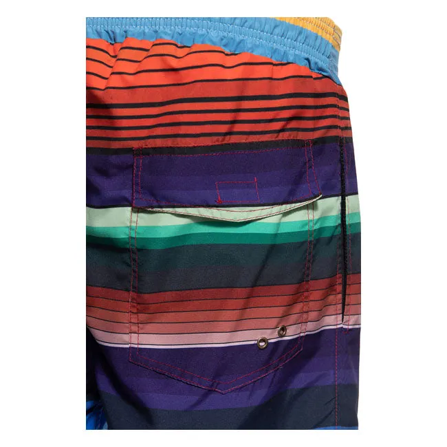 King Kerosin Aop Striped Swim Shorts