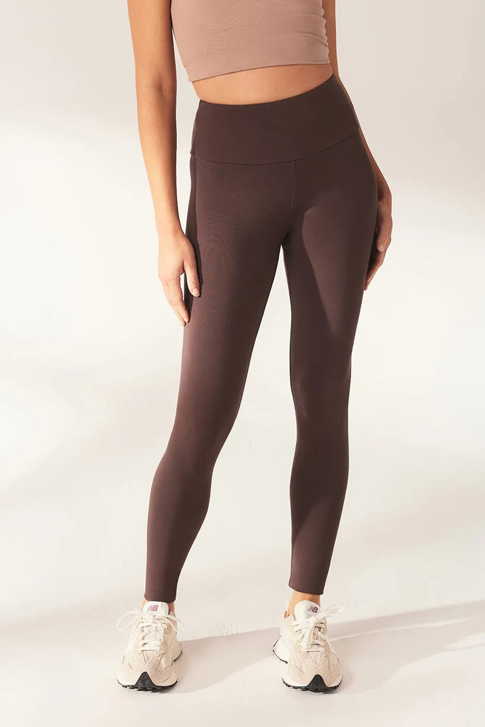 Lightweight Everyday High Waisted Leggings - Espresso Brown