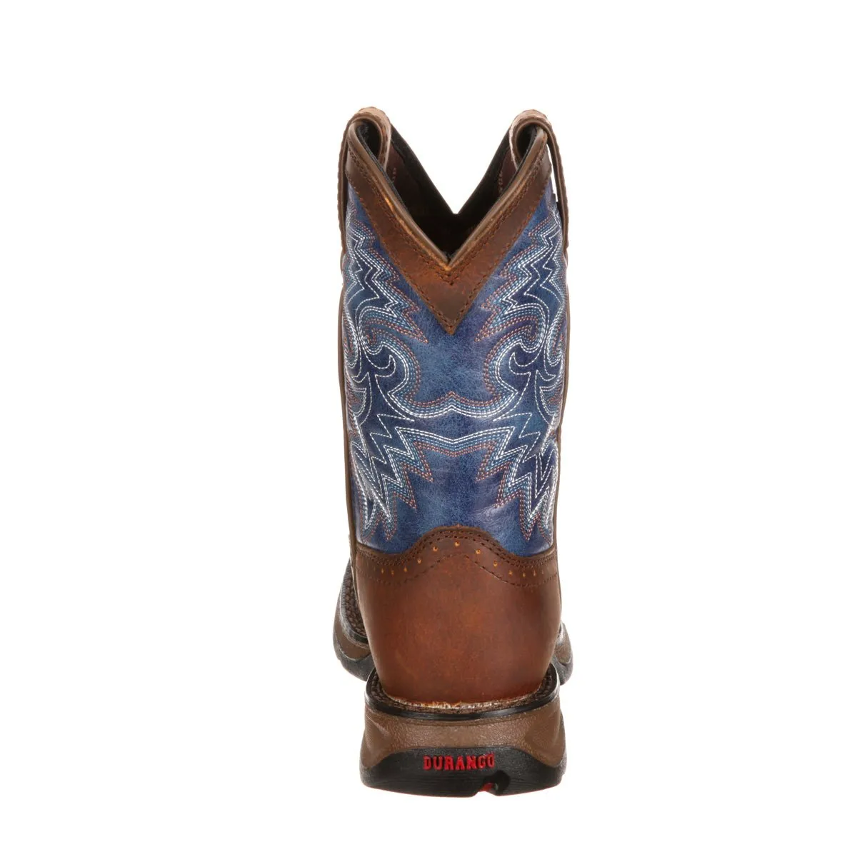 Lil' Durango Kids Boys Blue Leather Western Stitch Cowboy Boots