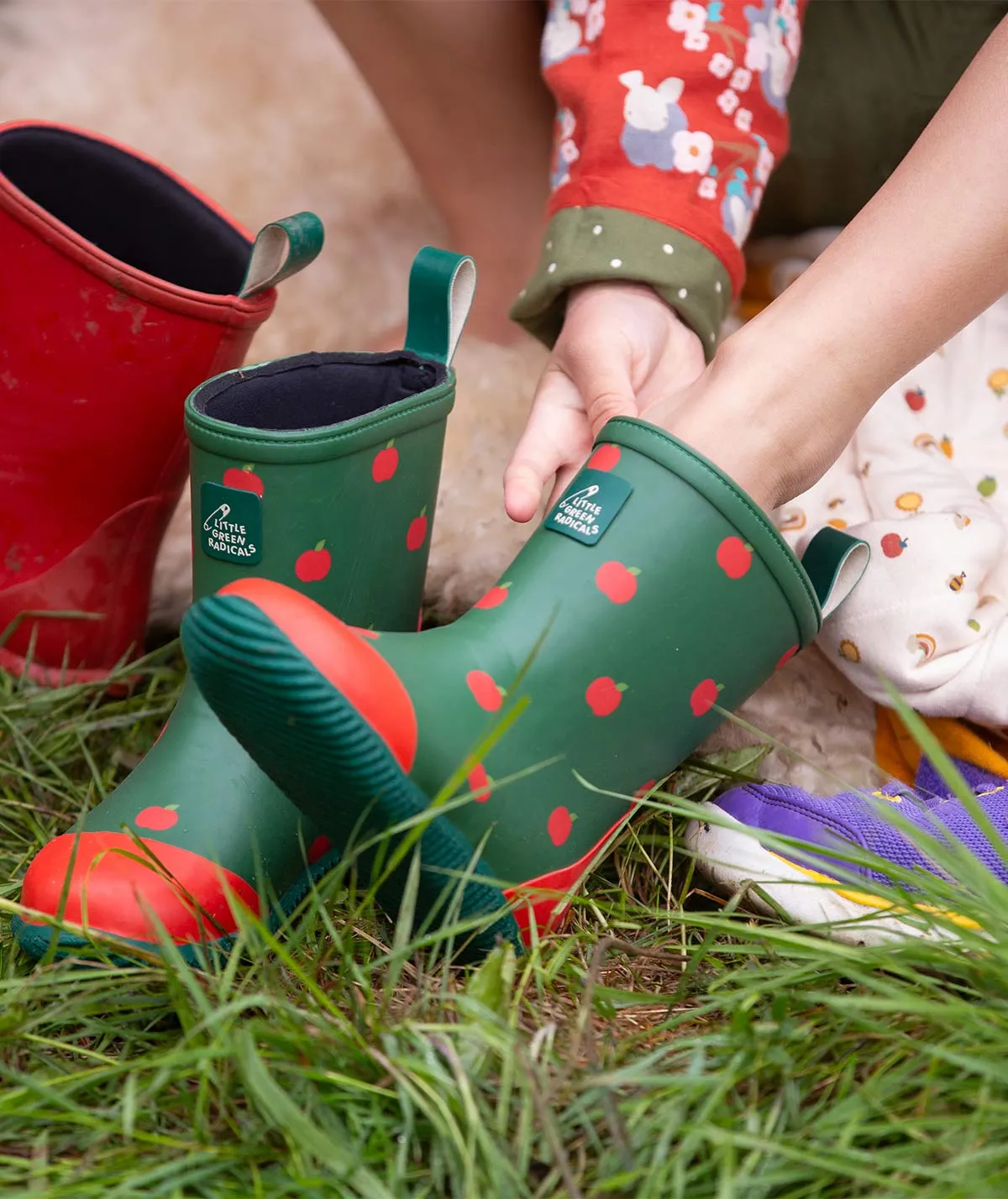 Lined Classic Wellington Boots - Red Apples