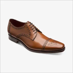 Loake Foley Cedar Leather Semi Brogue Derby Shoe--