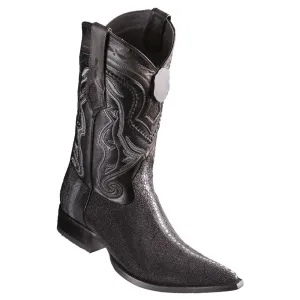 Los Altos Boots Mens #9531105 3X Toe | Genuine Stingray Rowstone Boots | Color Black