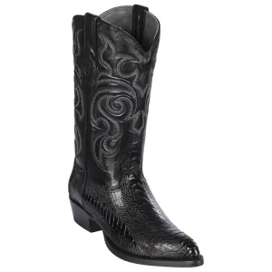 Los Altos Boots Mens #990505 J Toe | Genuine Ostrich Leg Boots | Color Black