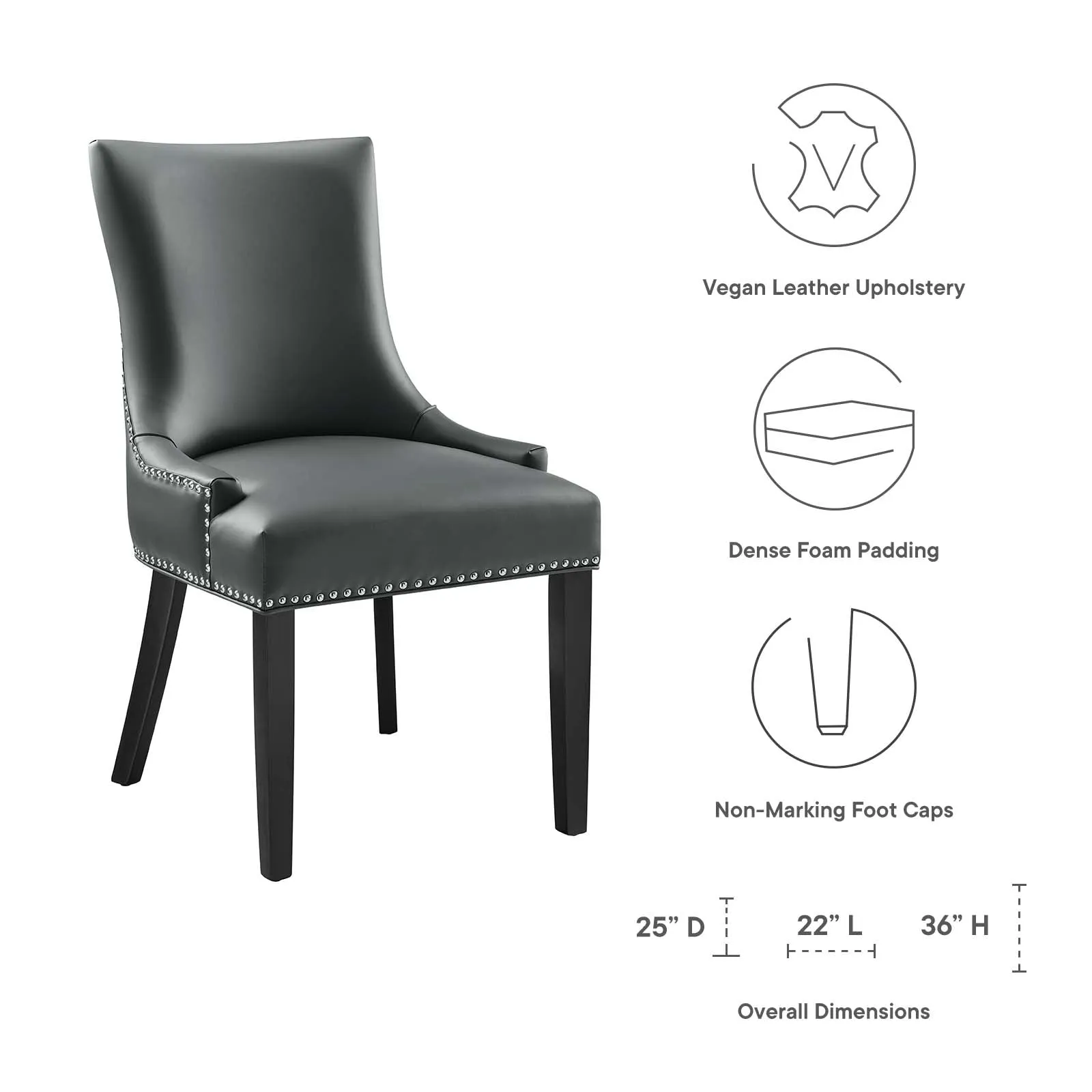 Marquis Vegan Leather Dining Chair Gray EEI-2228-GRY