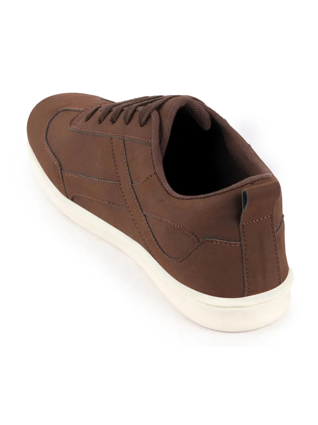 Men Brown Trendy Fashion Classic Super Light Speedy Runs Anti Skid Lace Up Sneakers Shoes