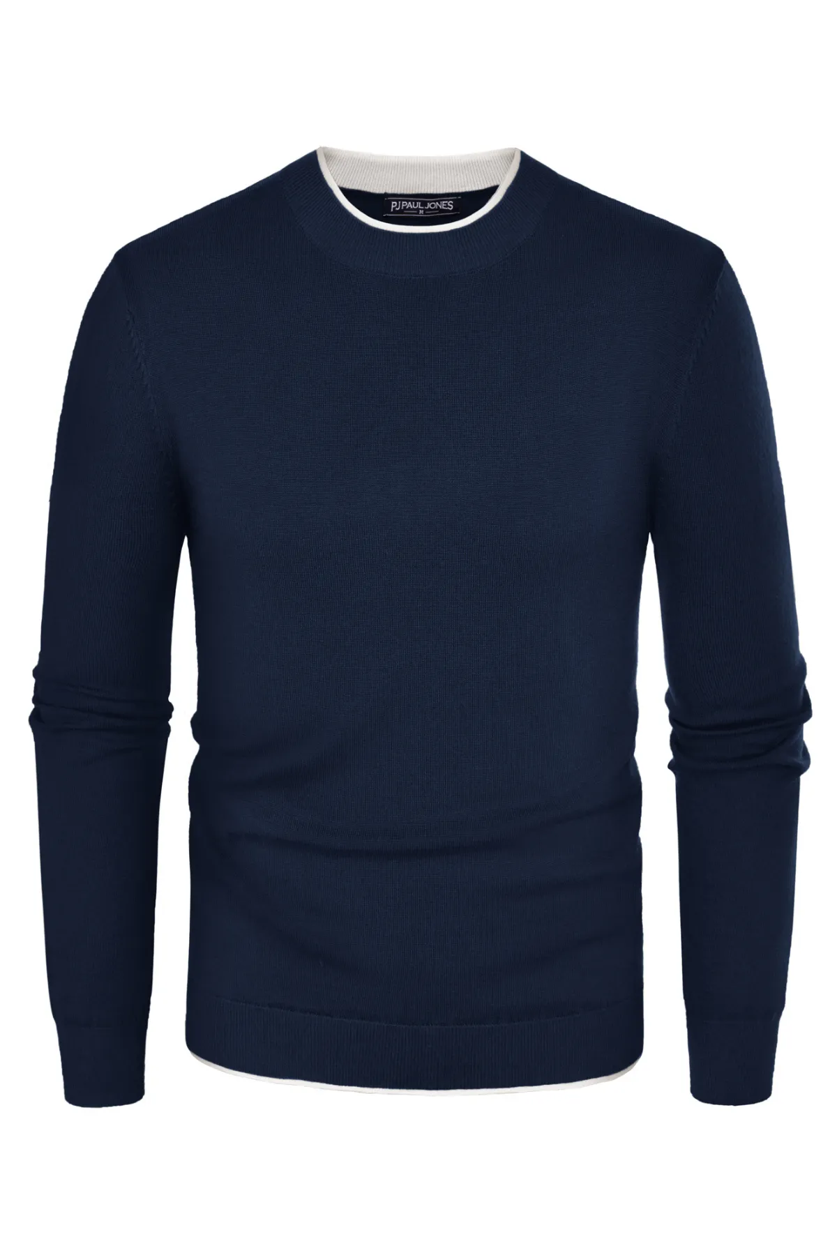 Men Contrast Color Sweater Long Sleeve Crew Neck Pullover Jumper