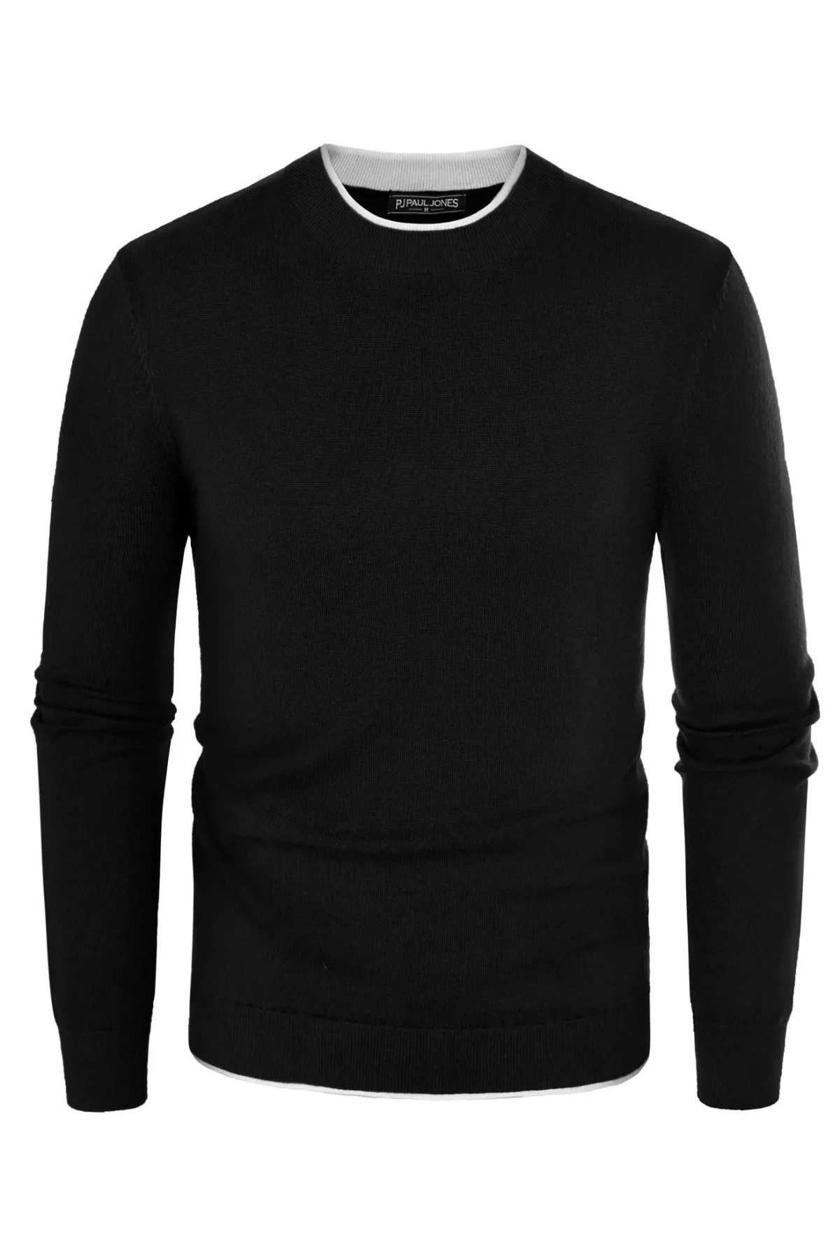 Men Contrast Color Sweater Long Sleeve Crew Neck Pullover Jumper