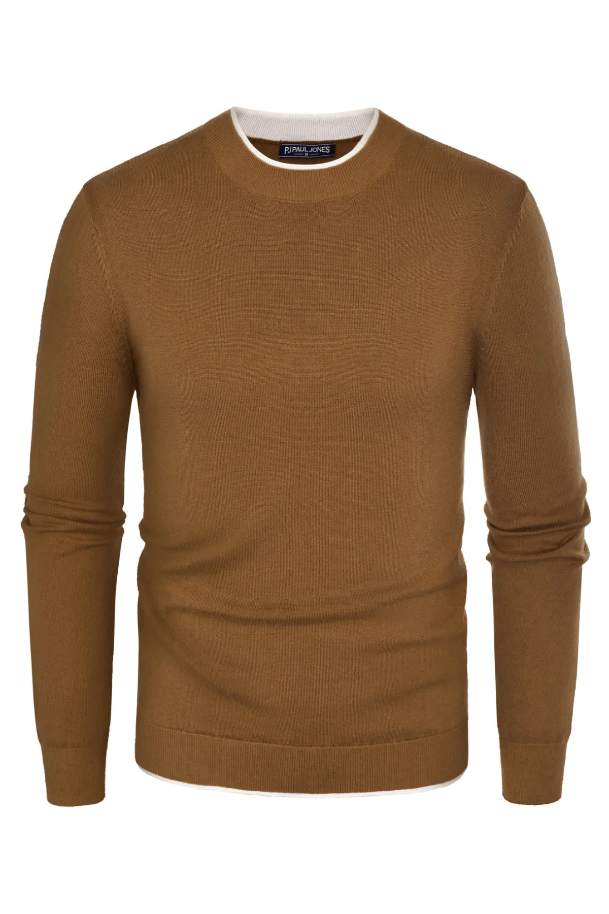 Men Contrast Color Sweater Long Sleeve Crew Neck Pullover Jumper