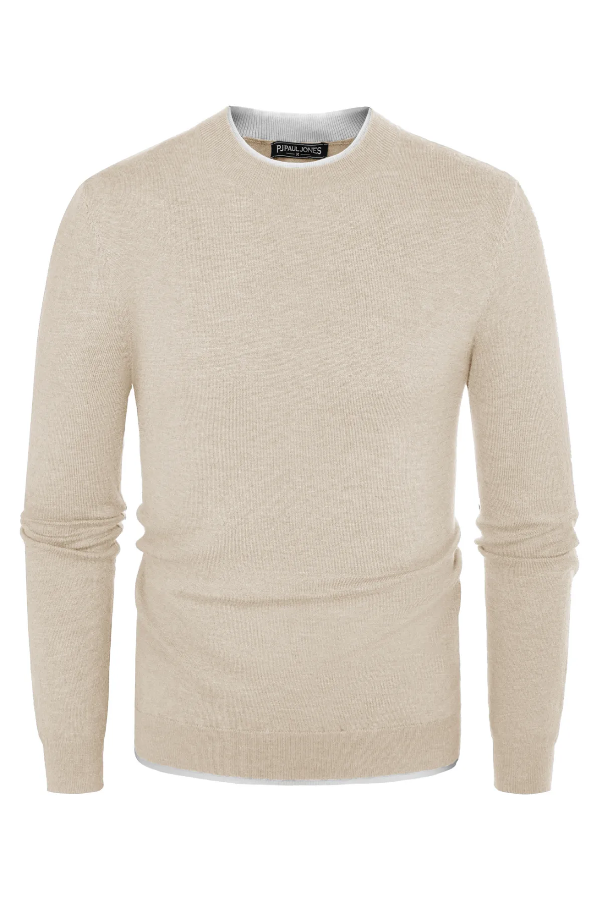 Men Contrast Color Sweater Long Sleeve Crew Neck Pullover Jumper