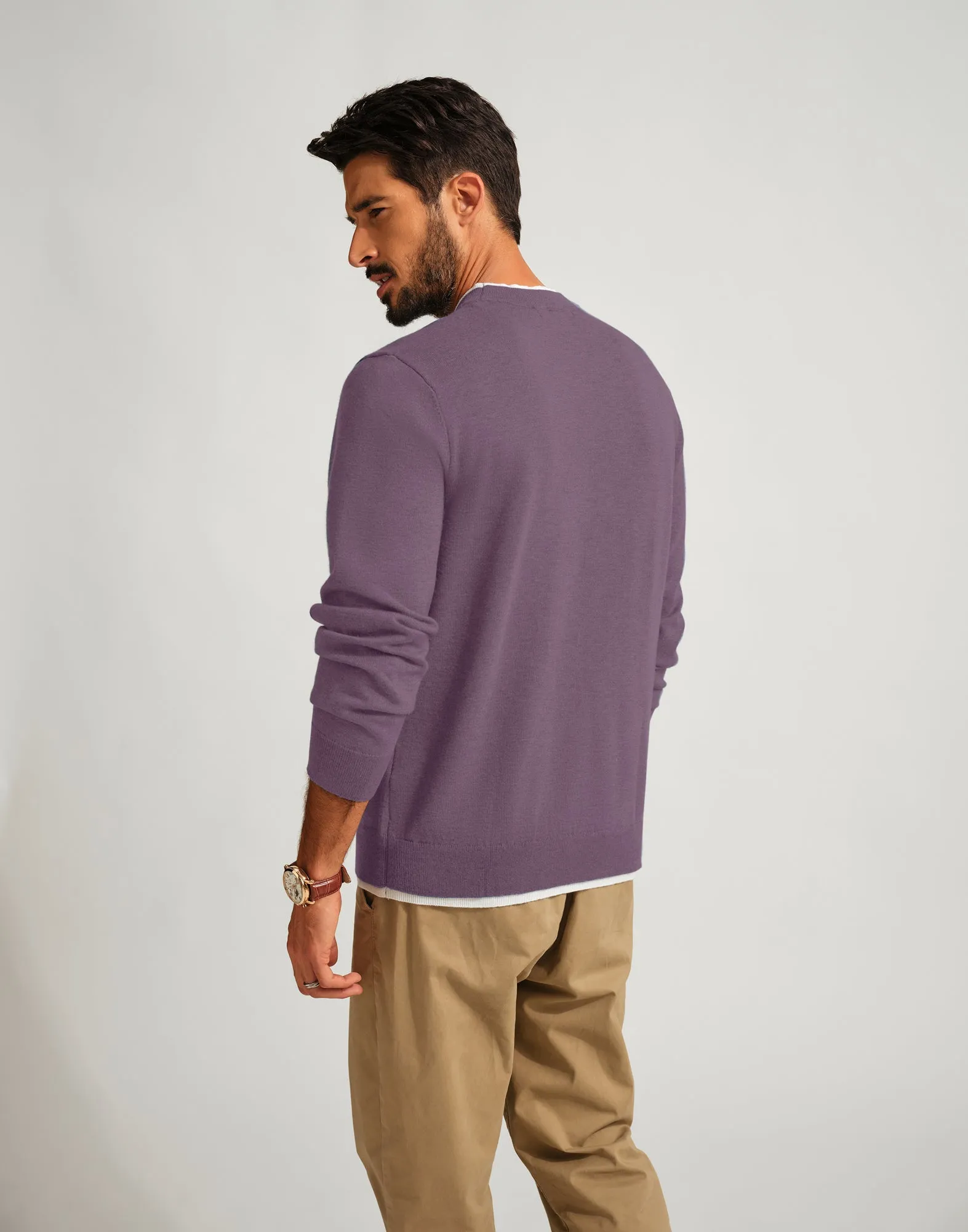 Men Contrast Color Sweater Long Sleeve Crew Neck Pullover Jumper