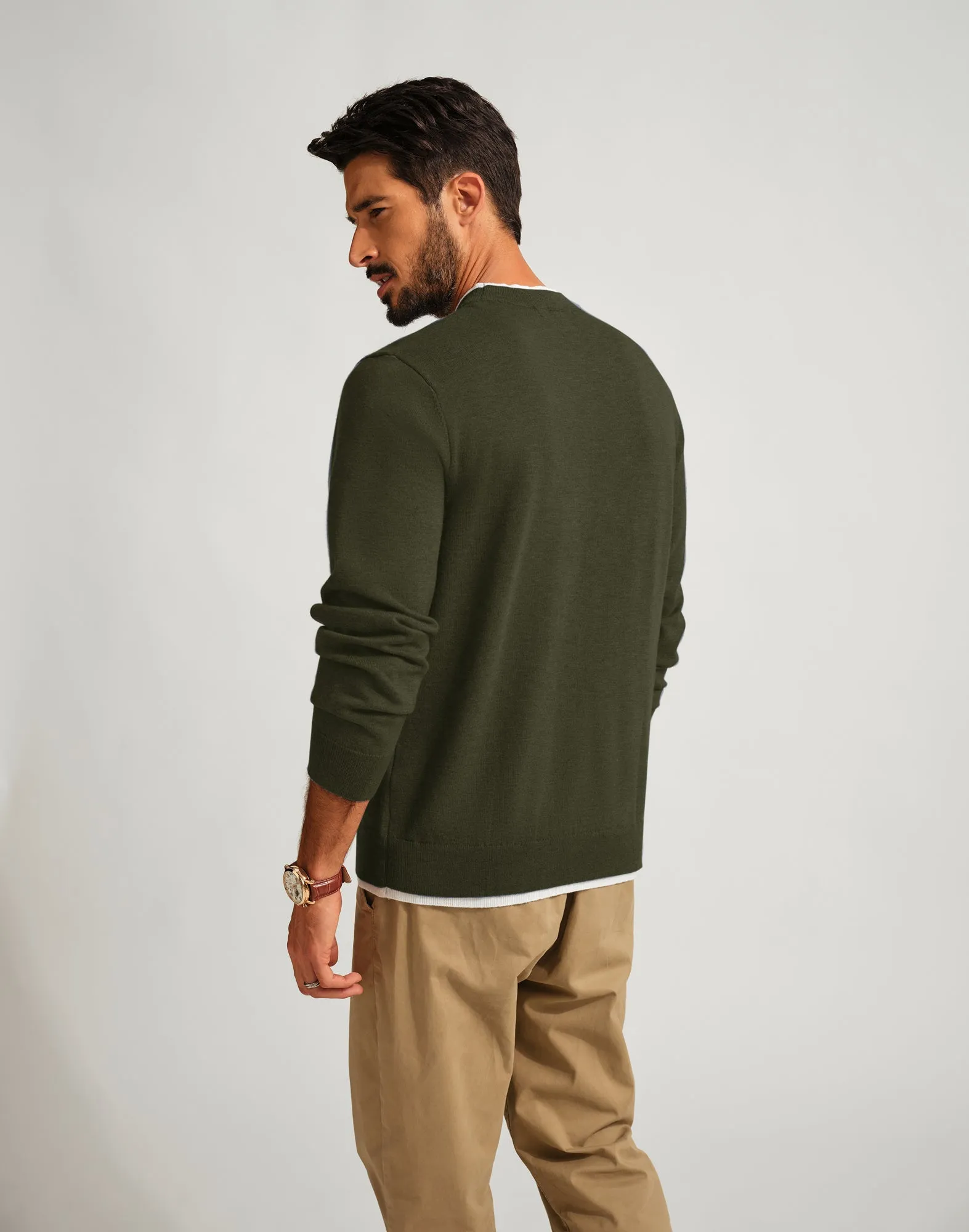 Men Contrast Color Sweater Long Sleeve Crew Neck Pullover Jumper