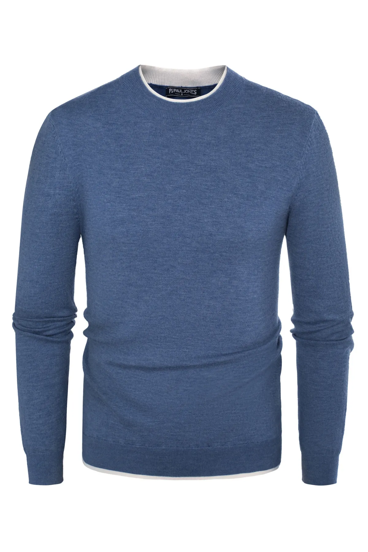 Men Contrast Color Sweater Long Sleeve Crew Neck Pullover Jumper