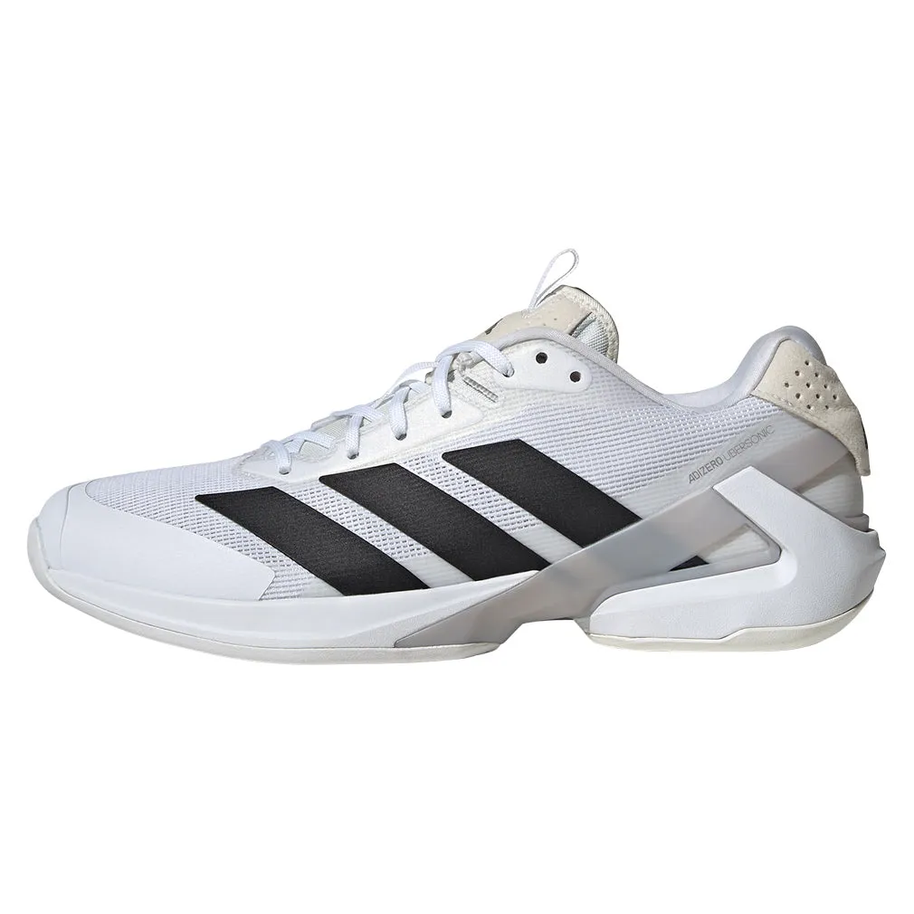 Men`s Adizero Ubersonic 5 Tennis Shoes White and Core Black