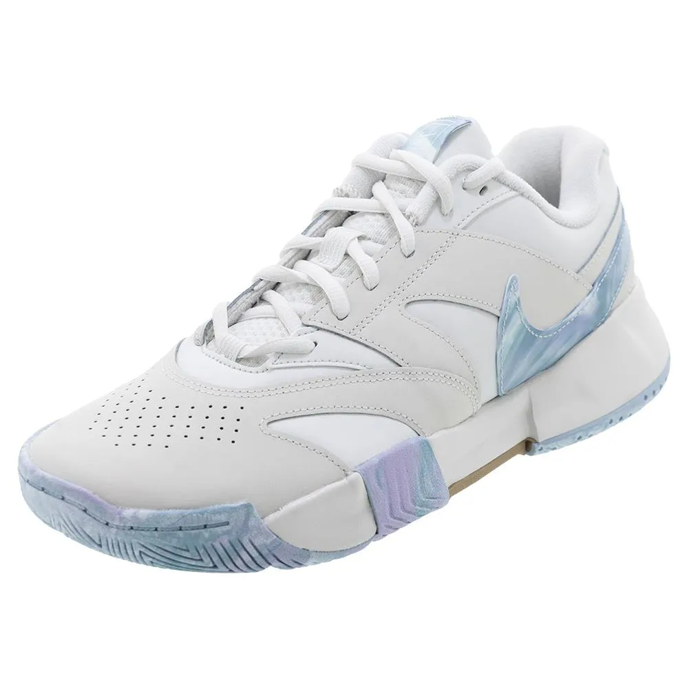 Mens Court Lite 4 PRM LTR Tennis Shoes Summit White and Denim Turq