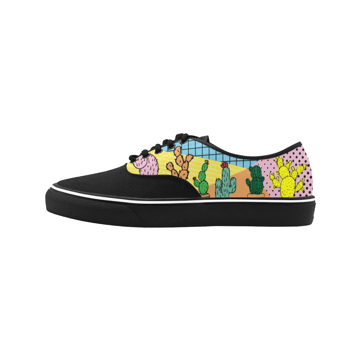 Men's Groovy Cactus Pop Art Print Canvas Low Top Shoes