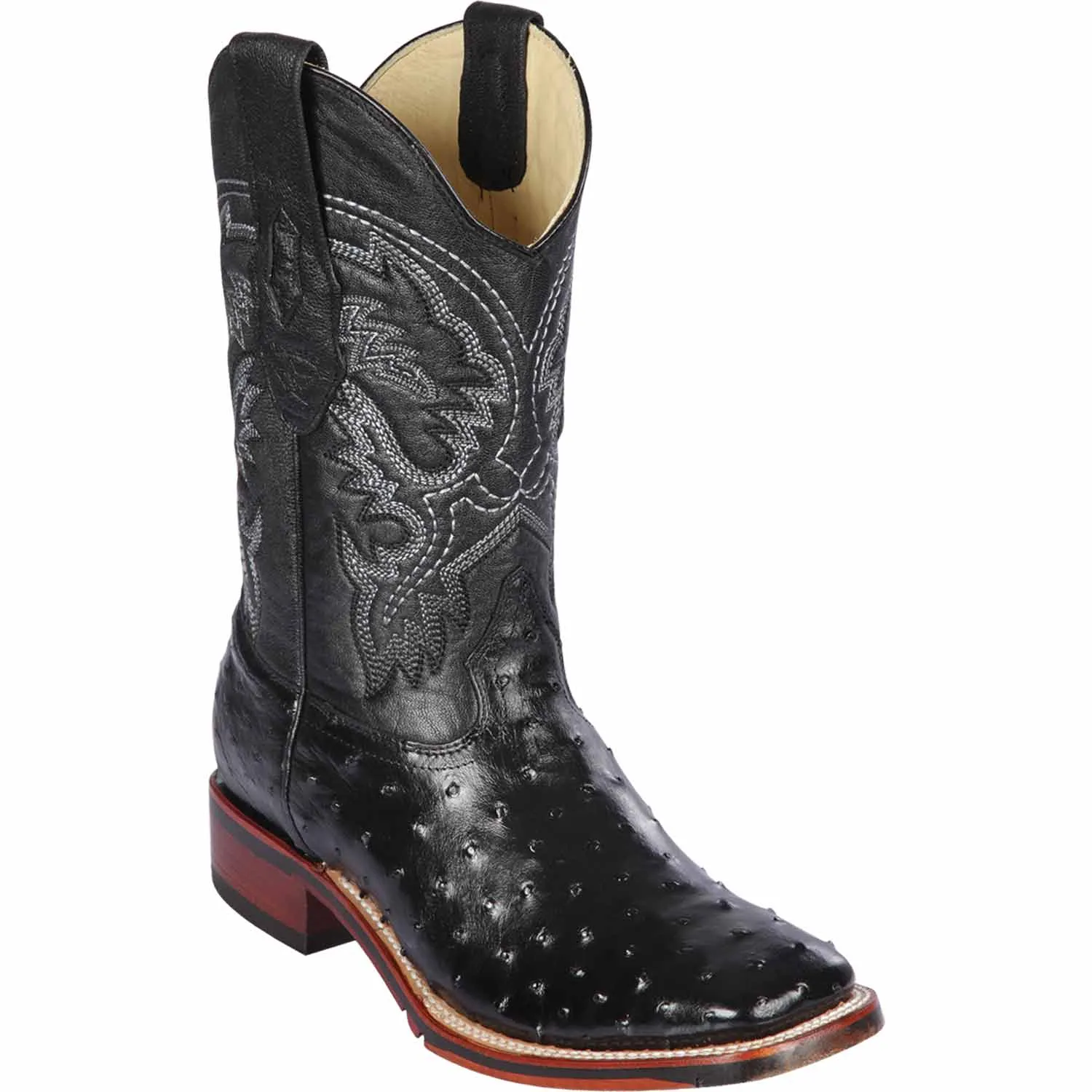 Men's Los Altos Ostrich Skin Wide Square Toe Boots 82603