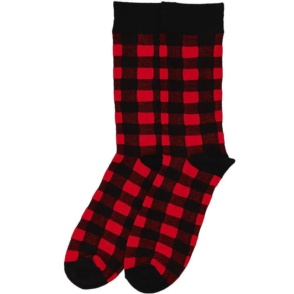 Men's Red and Black Buffalo Plaid Socks