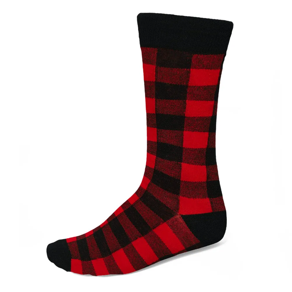 Men's Red and Black Buffalo Plaid Socks