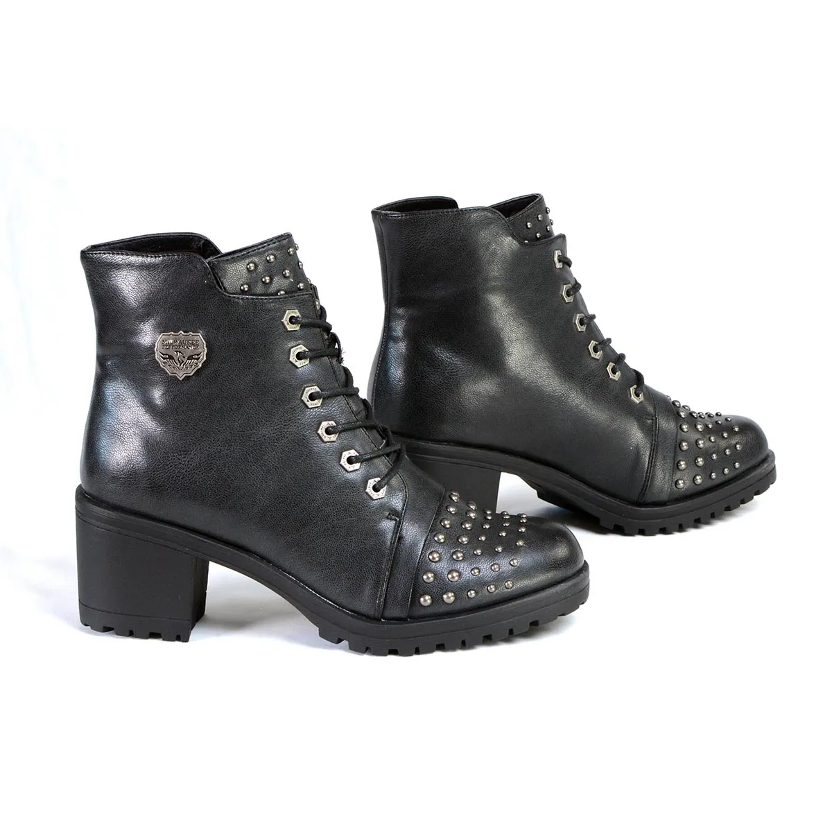 Milwaukee Performance MBL9426 Women's Distress Black Rocker Boots with Studded Instep