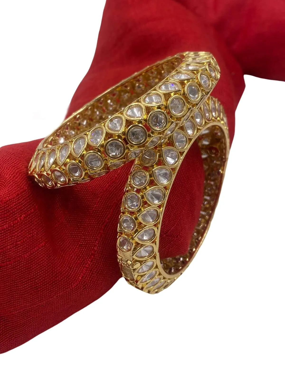 Mohini Gold Plated Polki Kundan Bangles For Weddings By Gehna Shop