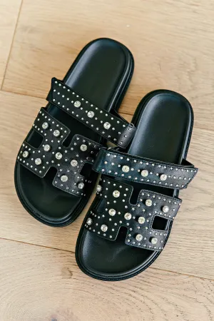 NEW!! The Studded Lowkey Famous Slide in Black