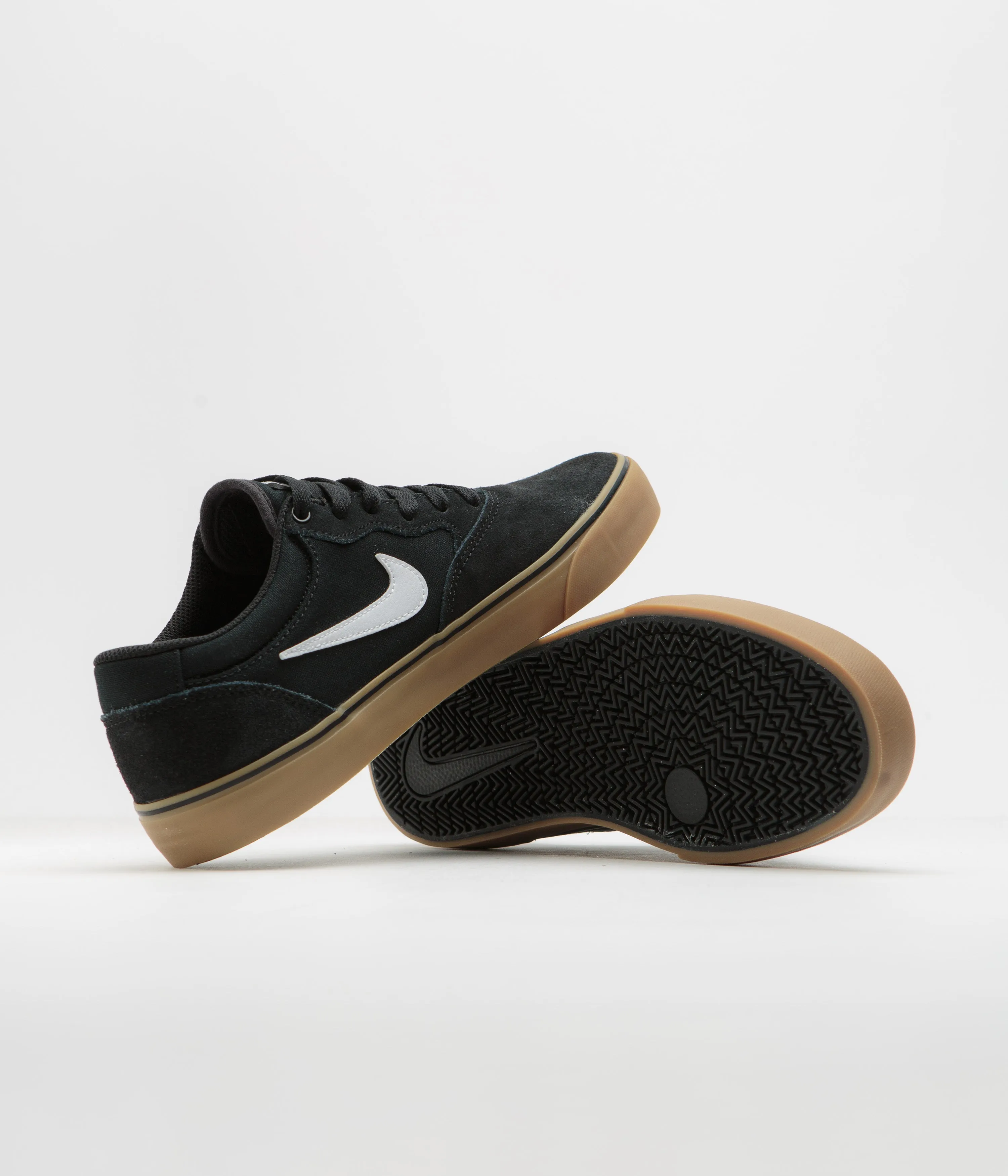 Nike SB Chron 2 Shoes - Black / White - Black - Gum Light Brown