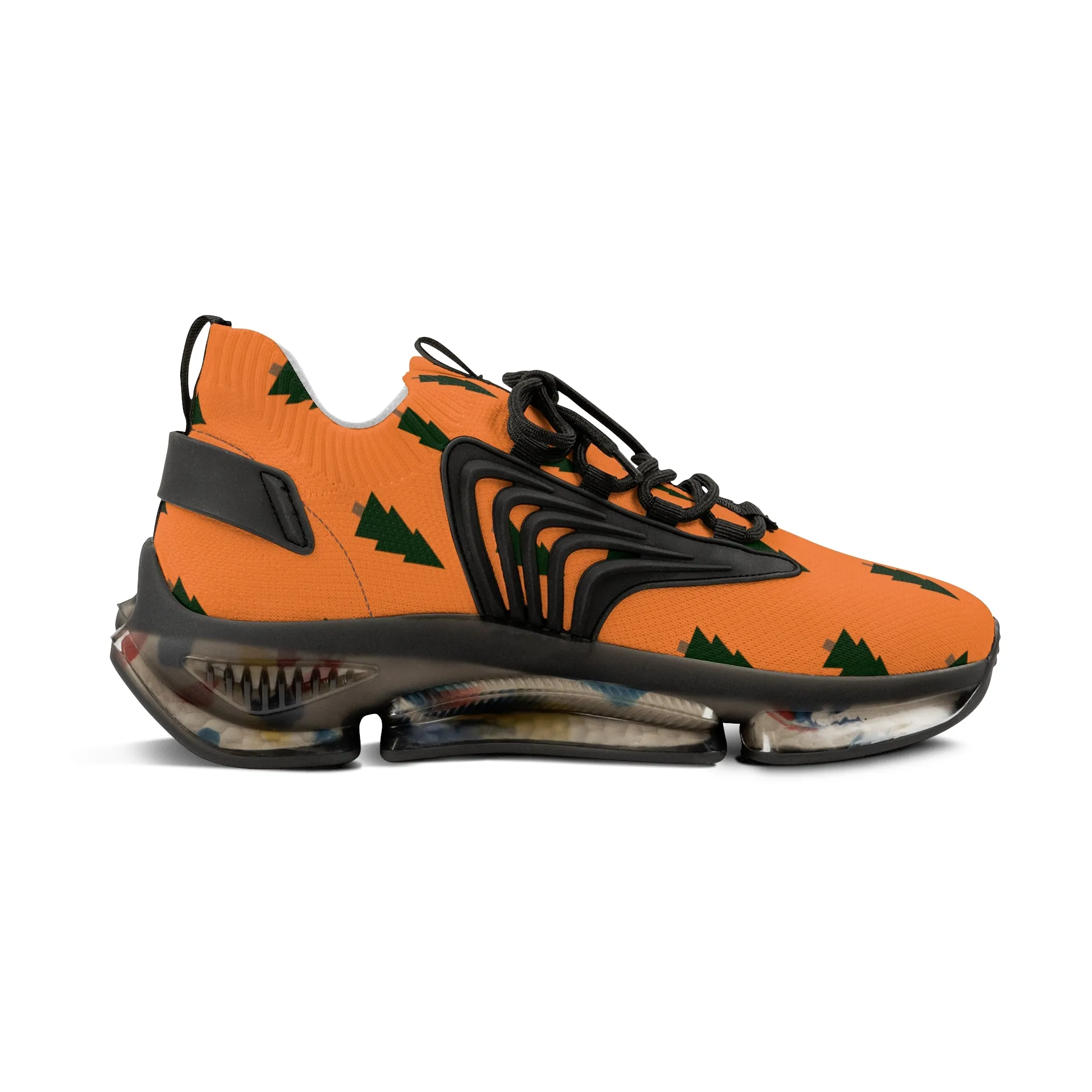 Orange Green Pine Men's Shoes, Christmas Trees Best Comfy Men's Mesh Sports Sneakers