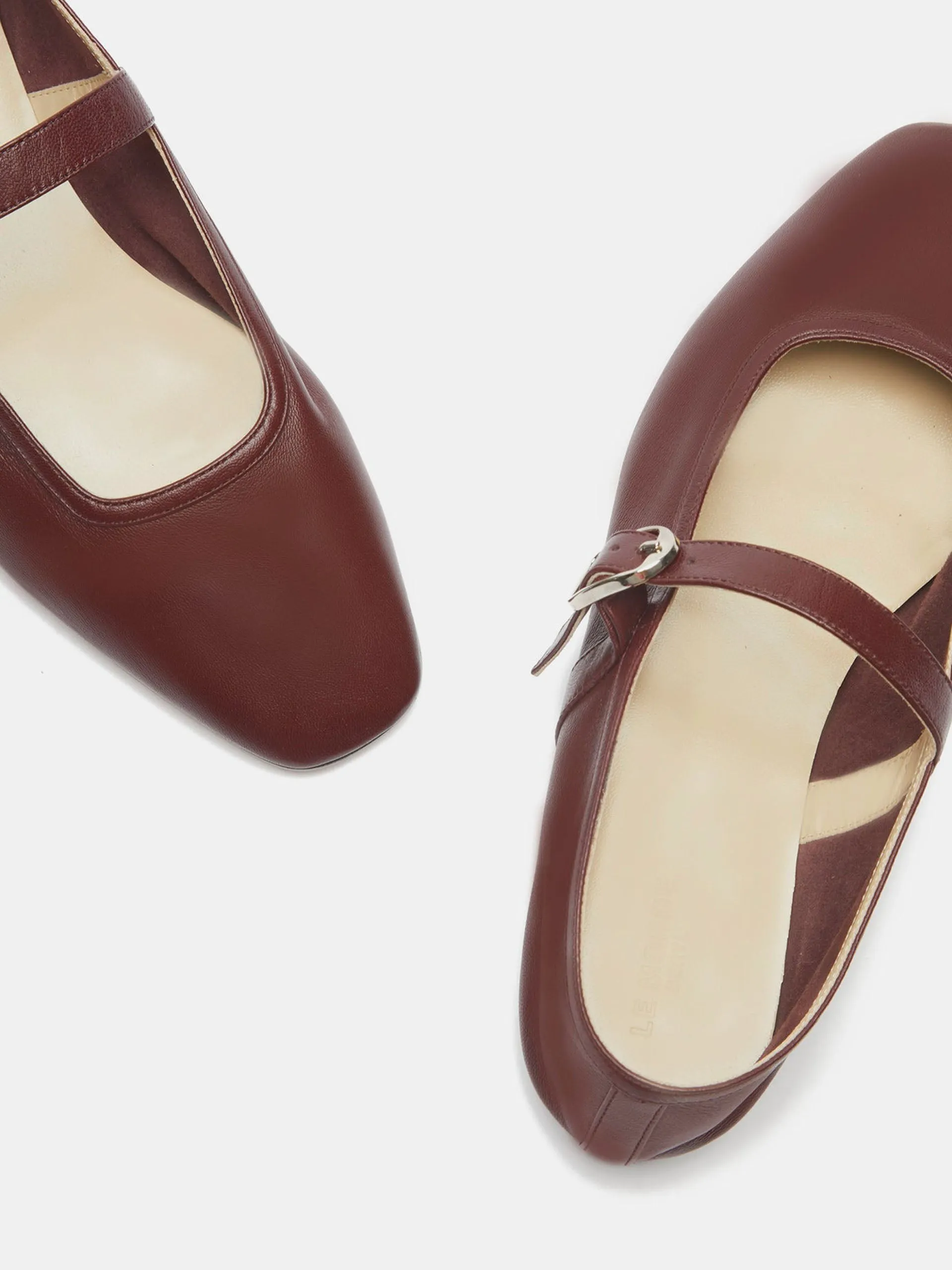 Oxblood leather ballet Mary Jane flats