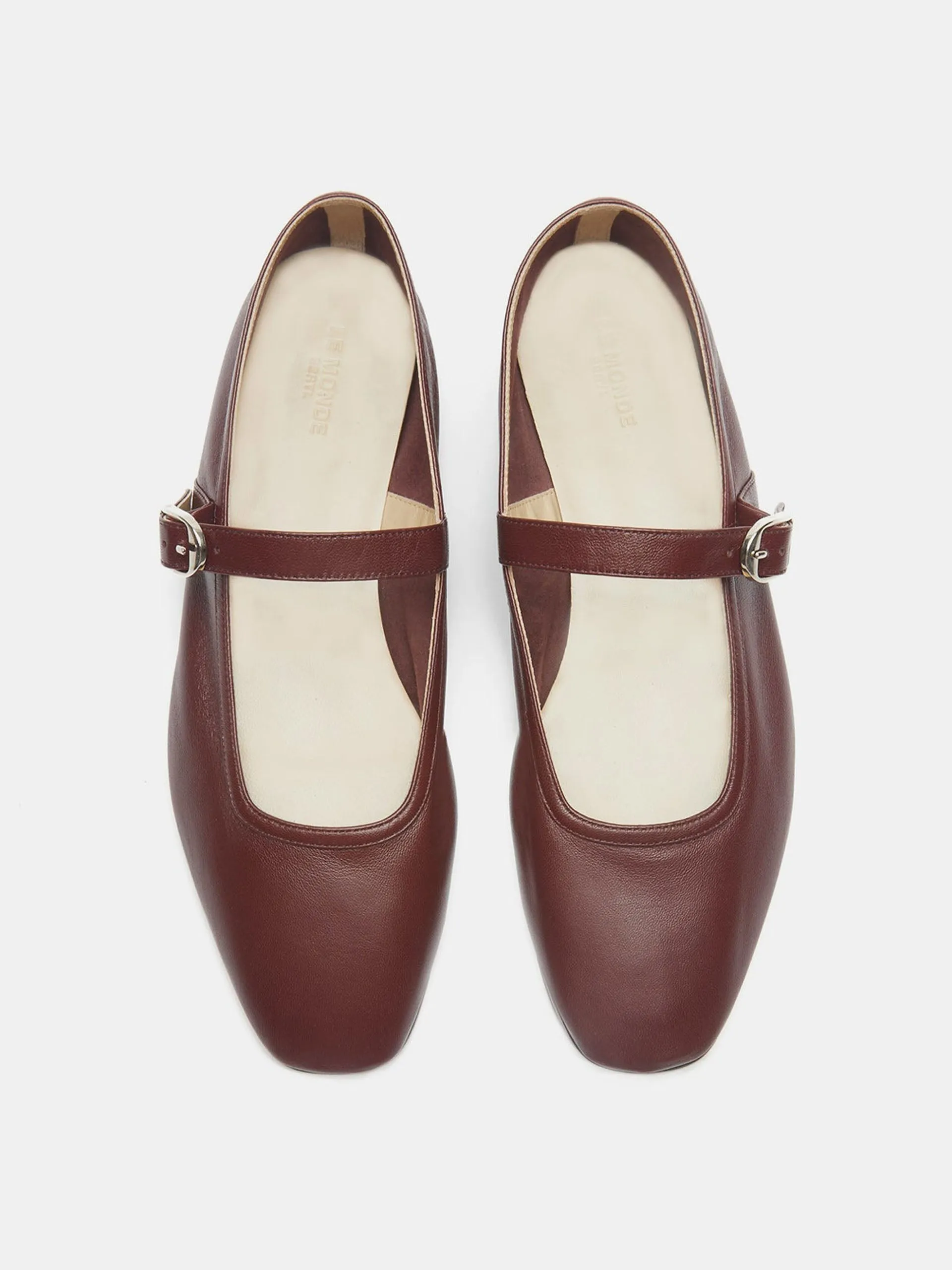 Oxblood leather ballet Mary Jane flats