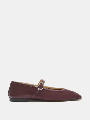 Oxblood leather ballet Mary Jane flats