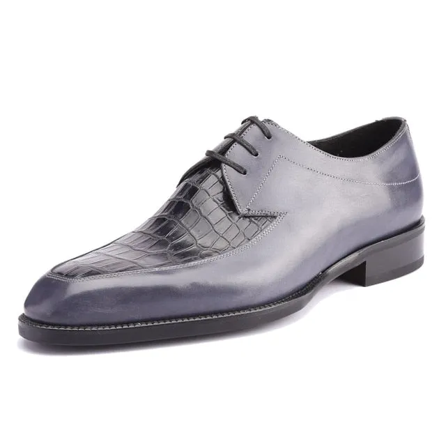 Painted Leather Combination Classic Men Derby Shoes