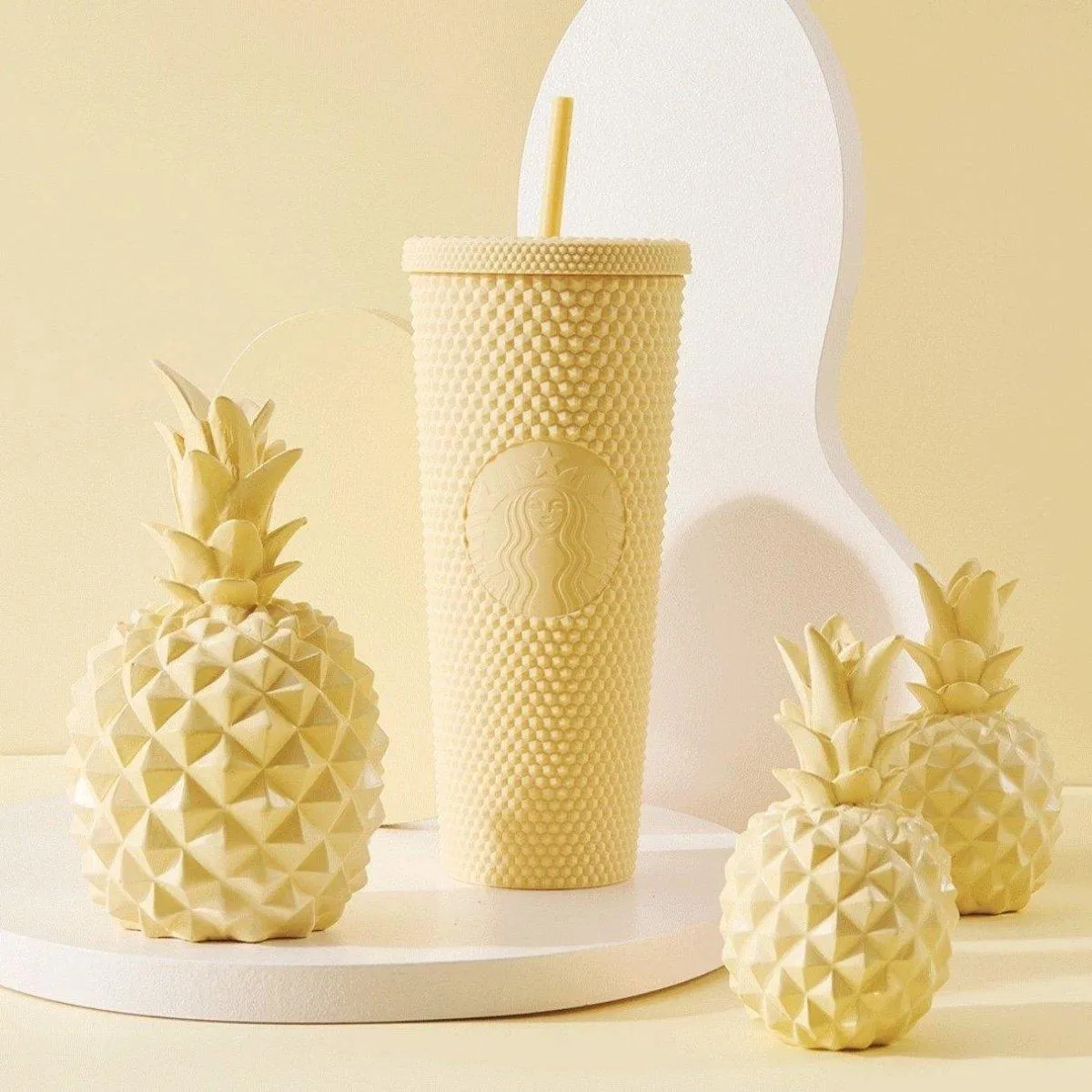 Pale Yellow Butter Studded Tumbler Cup