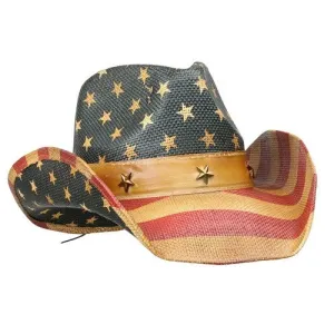 Patriotic Vintage Western American Flag Cowboy Hat