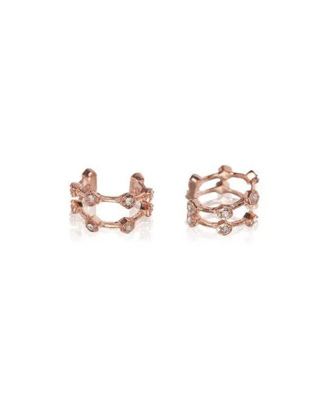 Pave Hex Ear Cuff - Rose Gold