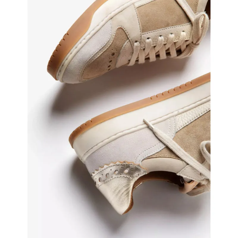 Penelope Chilvers Pintado Leather Ladies Trainers - Sand/Champagne