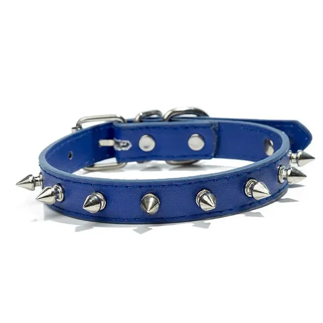 PetAffairs Spiked PU Leather Collar for Small Dogs