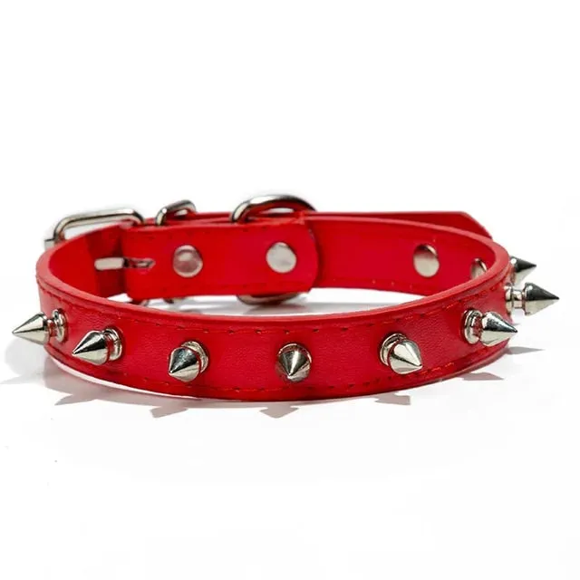 PetAffairs Spiked PU Leather Collar for Small Dogs