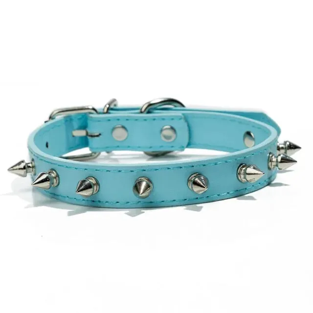 PetAffairs Spiked PU Leather Collar for Small Dogs