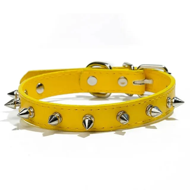 PetAffairs Spiked PU Leather Collar for Small Dogs