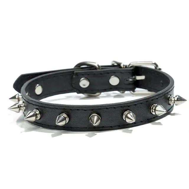 PetAffairs Spiked PU Leather Collar for Small Dogs