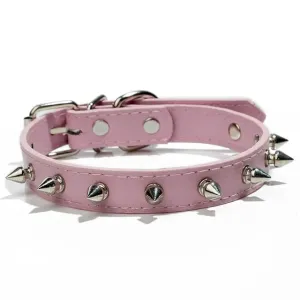 PetAffairs Spiked PU Leather Collar for Small Dogs