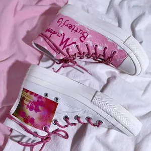 Pink Romantic Lavender High-top Canvas Shoes