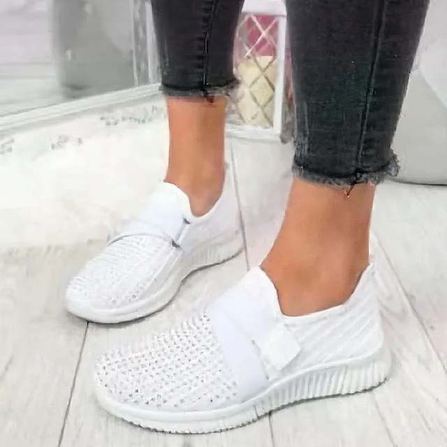 Purpdrank - Women's Sneakers Slip-Ons Comfort Shoes Slip-on Sneakers Outdoor Daily Summer Flat Heel Round Toe Casual Minimalism Tissage Volant Loafer Solid Color Light Blue Black White