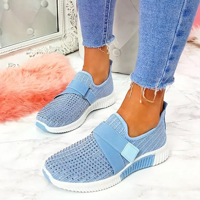 Purpdrank - Women's Sneakers Slip-Ons Comfort Shoes Slip-on Sneakers Outdoor Daily Summer Flat Heel Round Toe Casual Minimalism Tissage Volant Loafer Solid Color Light Blue Black White