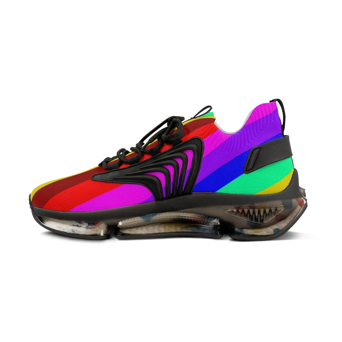 Rainbow Striped Print Men's Shoes, Gay Pride Fun Colorful Best Comfy Men's Mesh Sports Sneakers