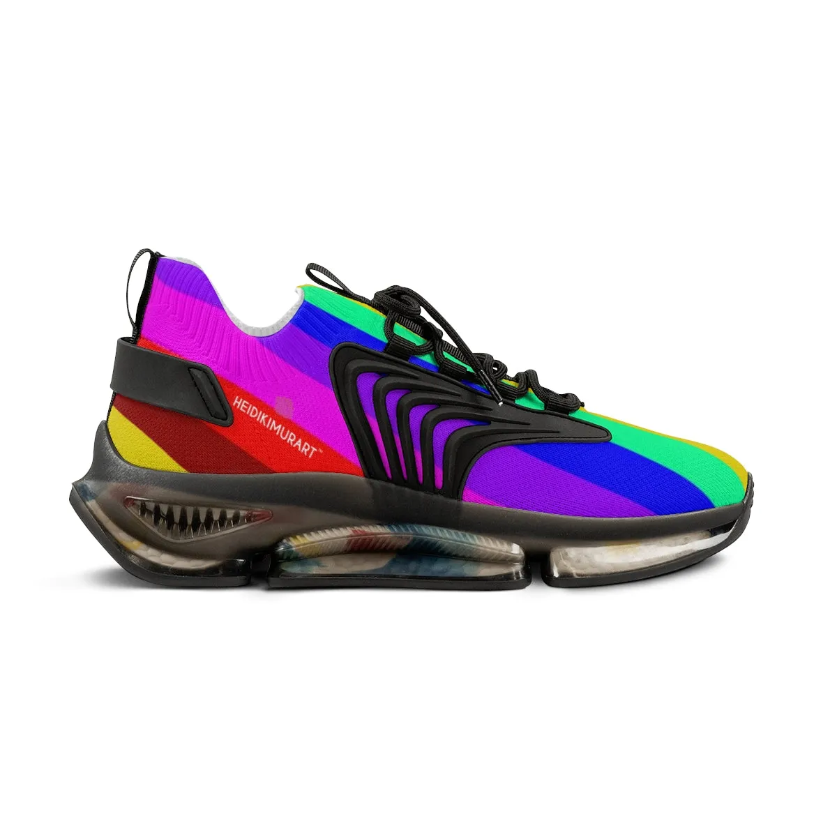 Rainbow Striped Print Men's Shoes, Gay Pride Fun Colorful Best Comfy Men's Mesh Sports Sneakers