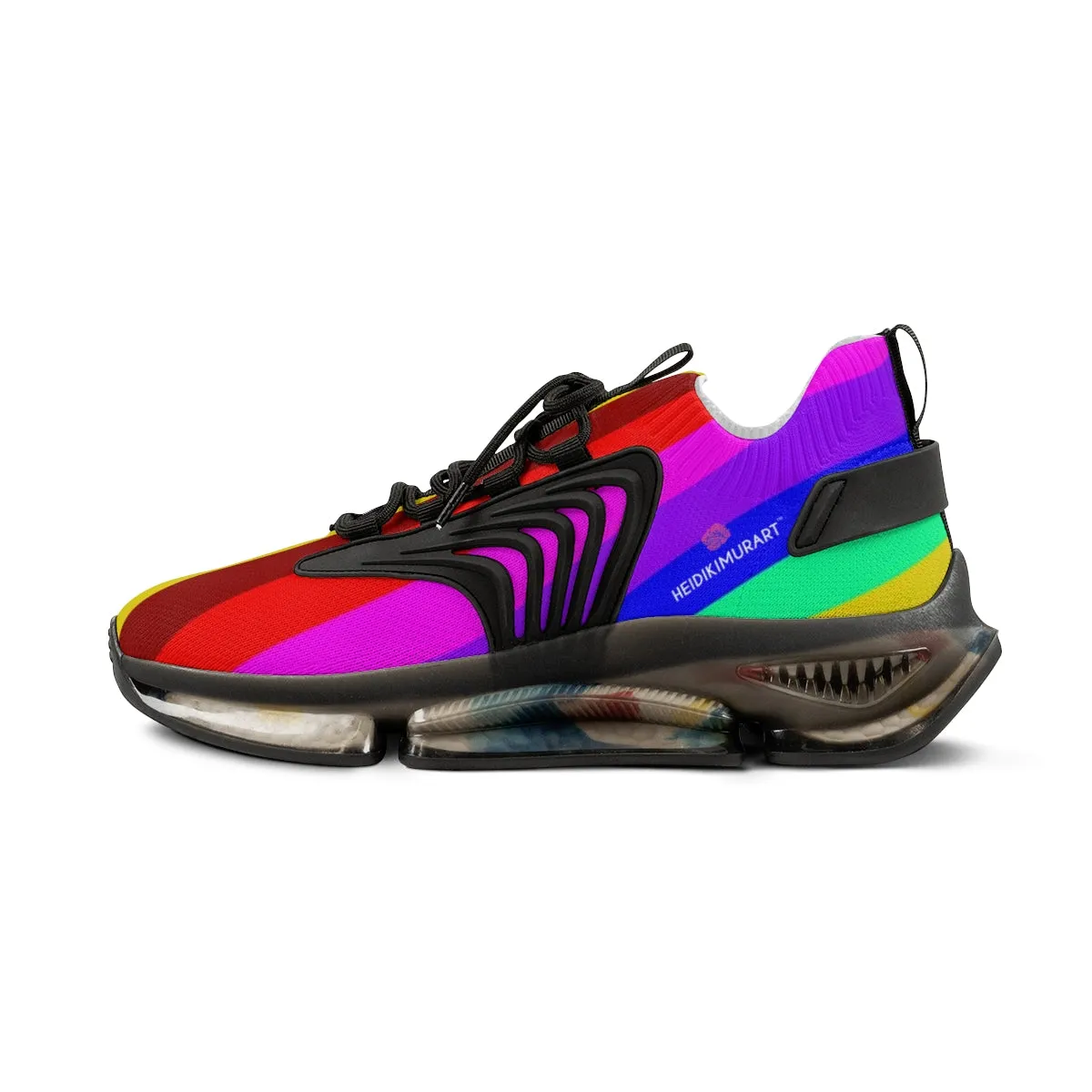 Rainbow Striped Print Men's Shoes, Gay Pride Fun Colorful Best Comfy Men's Mesh Sports Sneakers