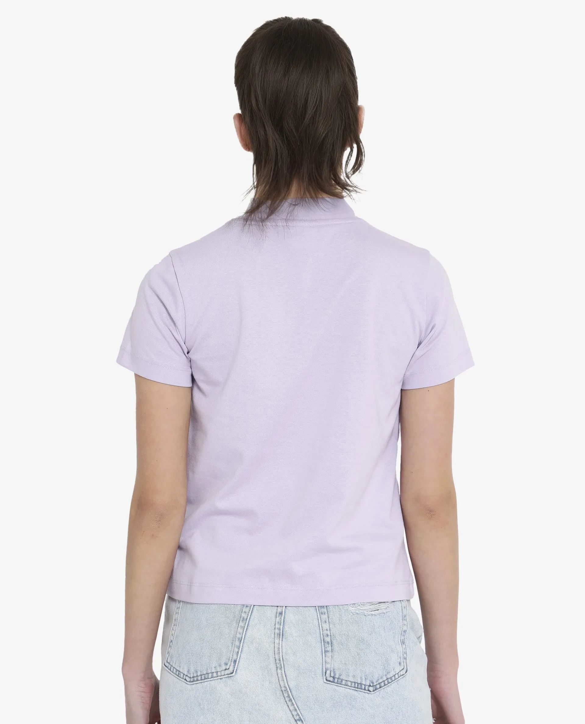 Rareism Women Lee Pastel Purple Cotton Poly Fabric Short Sleeve Crew Neck Solid T-Shirt